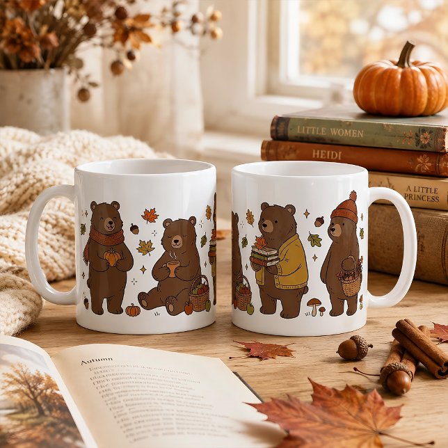 Mug Ours d'automne confortable, esthétique livresque d (Créateur téléchargé)