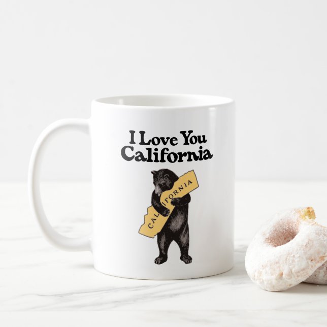 Mug Ours de la Californie de cru "je t'aime," (Avec donut)