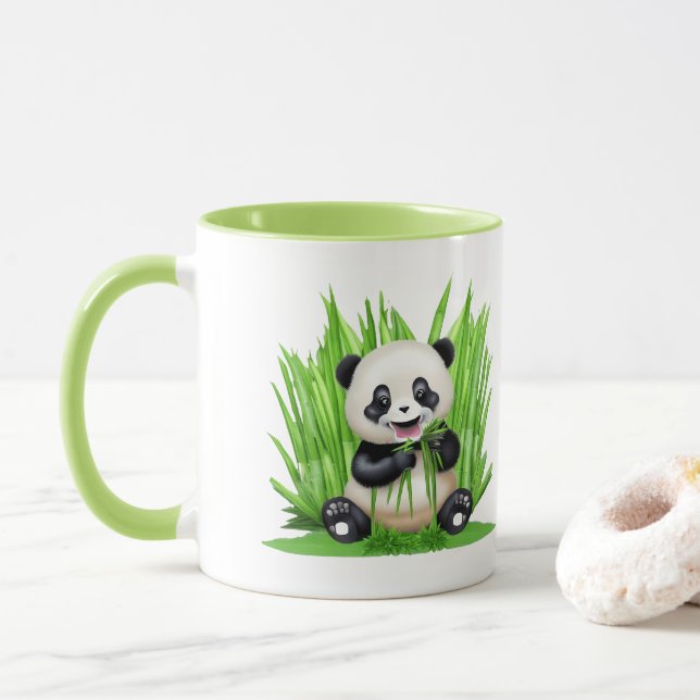Mug Ours de panda propulsé par des plantes (Avec donut)