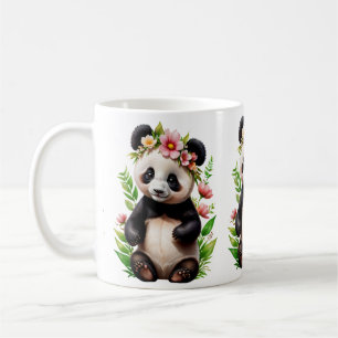 Mug Ours De Panda Transparent Avec Fleurs