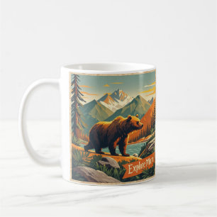 Mug Ours de style rétro dessin animé et affiche de la 