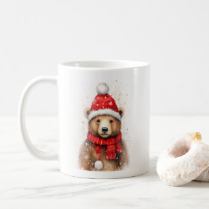 Mug Ours d'hiver dans un Casquette rouge cosy