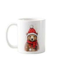 Ours d'hiver dans un Casquette rouge cosy