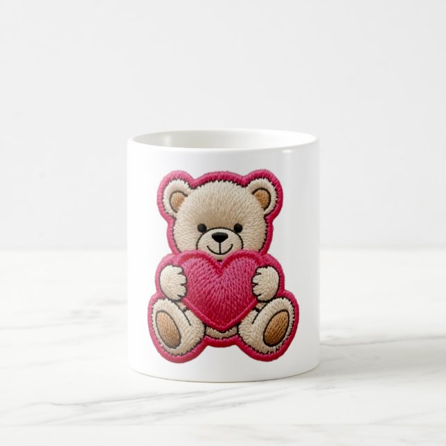 Mug Ours en patchwork tenant un cœur (Centre)
