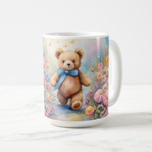 Mug Ours en peluche à flâner dans un jardin pastel