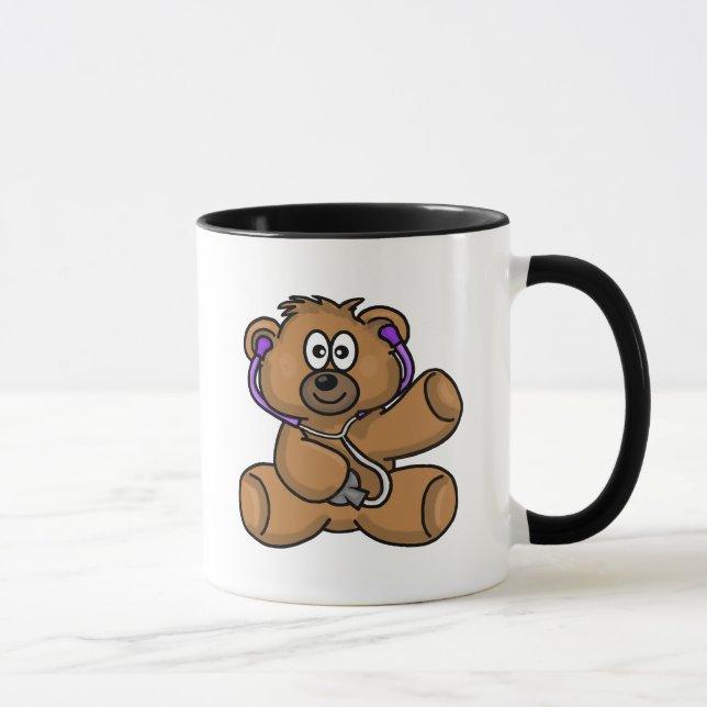 Mug Ours en peluche avec stéthoscope Personnaliser Nom (Droite)