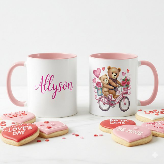 Mug Ours en peluche de la Saint-Valentin sur bicyclett (Créateur téléchargé)