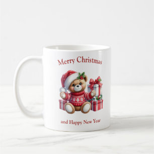 Mug Ours en peluche de Noël avec cadeaux et gui