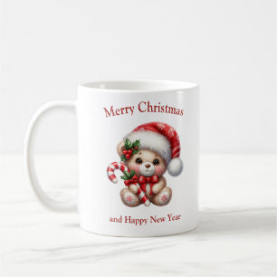 Mug Ours en peluche de Noël avec douceurs souriant