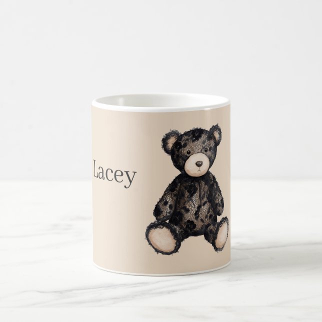 Mug Ours en peluche en faux lace noir (Centre)
