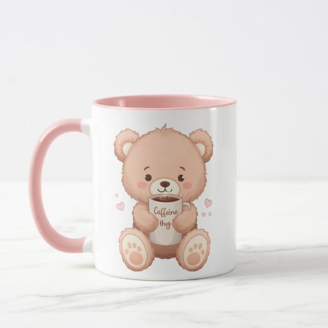 Mug Ours en peluche mignonne "Hug de caféine" (Gauche)