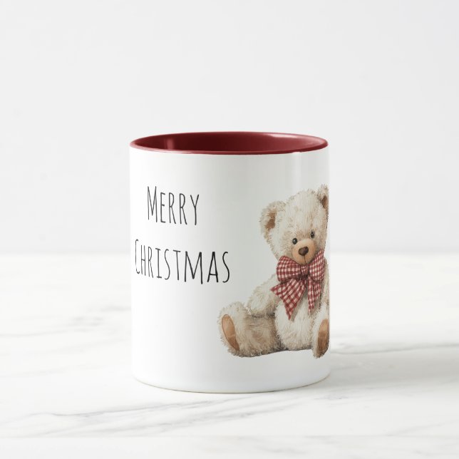 Mug Ours en peluche Noël ruban rouge  (Centre)