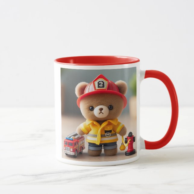 Mug Ours en peluche pompier professionnel. (Droite)