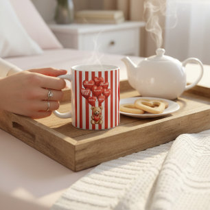Mug ours en peluche rayé rouge personnalisé pour la Sa