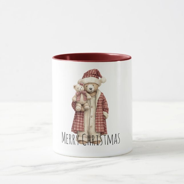 Mug Ours en peluche rouge crème de Noël (Centre)