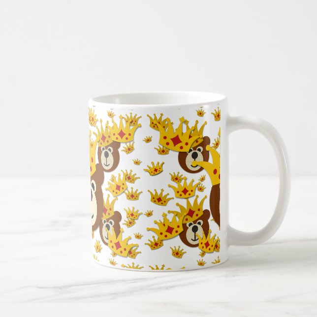 Mug Ours en peluche souriant avec couronne (Droite)