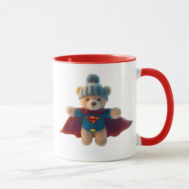 Mug Ours en peluche super-héros avec bonnet. (Droite)