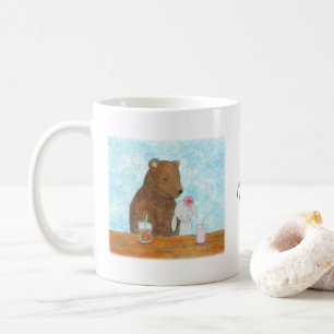 Mug Ours et lapin au pique-nique Cute Couple Nom perso
