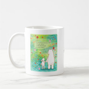 Mug Ours et lapin dans un champ floral avec nom de poè