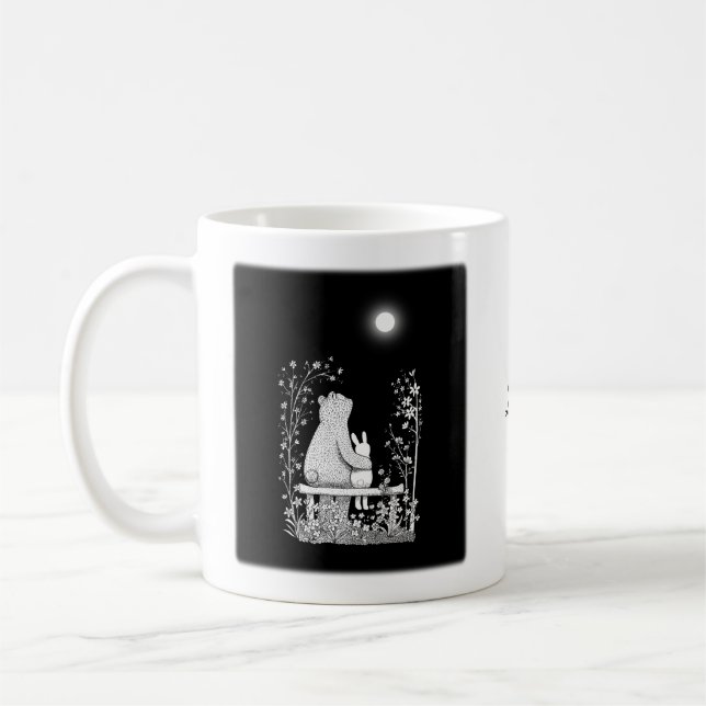 Mug Ours et lapin en clair de lune Nom personnalisé ro (Gauche)