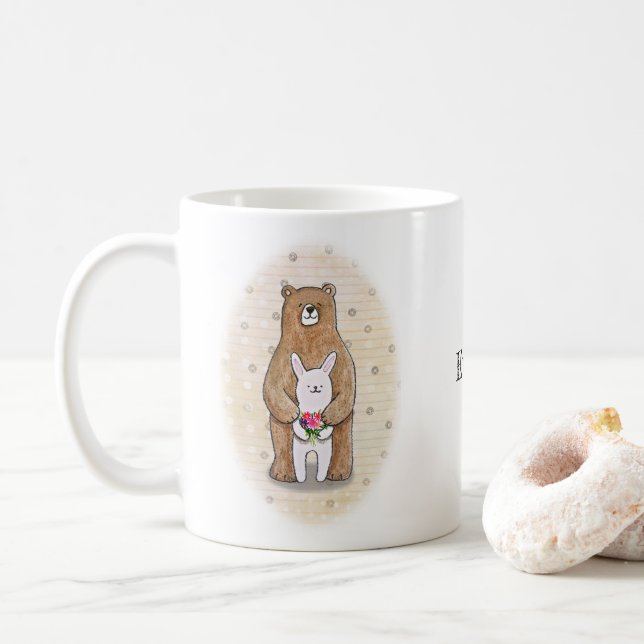 Mug Ours et lapin ensemble Happy Couple Nom personnali (Avec donut)