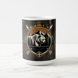 Mug Ours montagnard rustique et vintage à l'extérieur