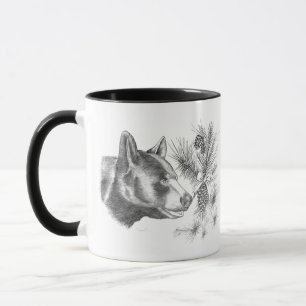 Mug Ours noir à capot de bois