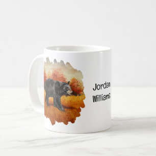 Mug Ours noir en forêt d'automne