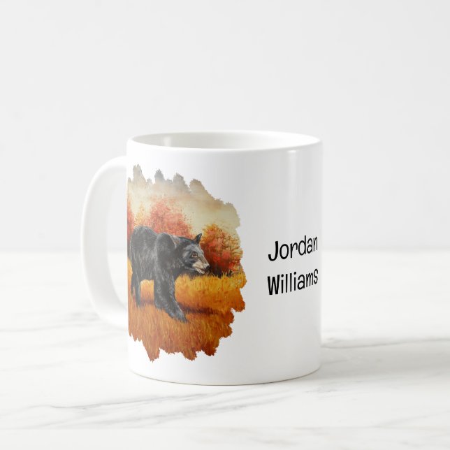 Mug Ours noir en forêt d'automne (Devant gauche)