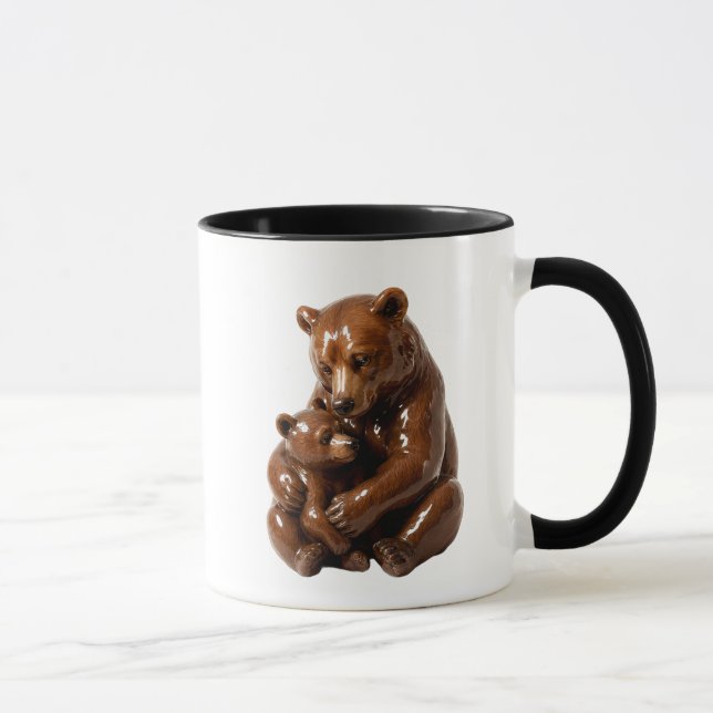 Mug ours noir et ourson, tendresse en maternelle. (Droite)