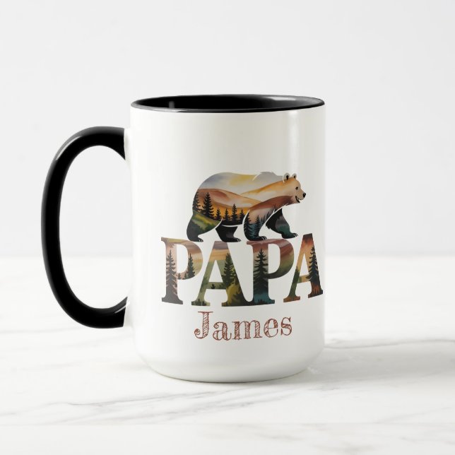 Mug Ours PAPA - Russe Aquarelle Nature Silhouette (Gauche)