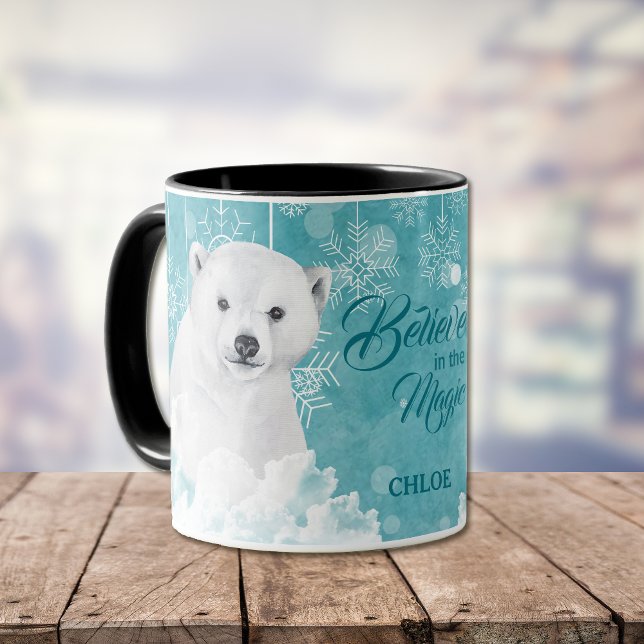 Mug Ours polaire blanc Flocon de neige Turquoise Croir (Créateur téléchargé)