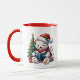 Mug Ours polaire de Noël festif ajouter monogramme
