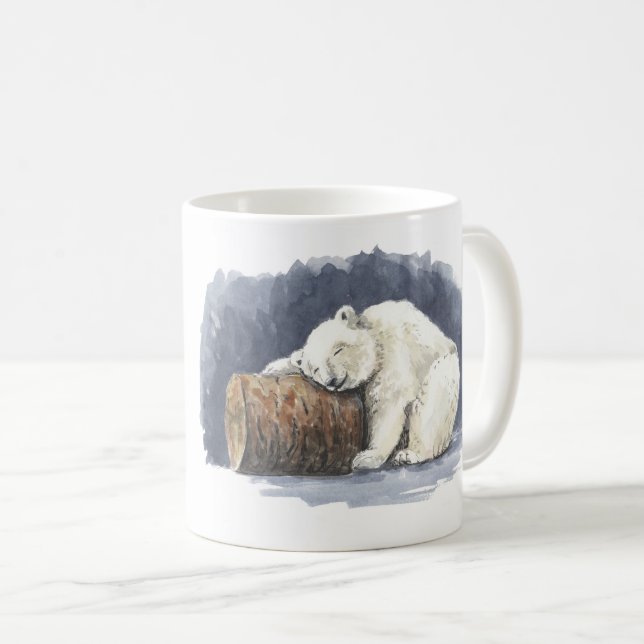Mug Ours polaire dormant, aquarelle (Devant droit)