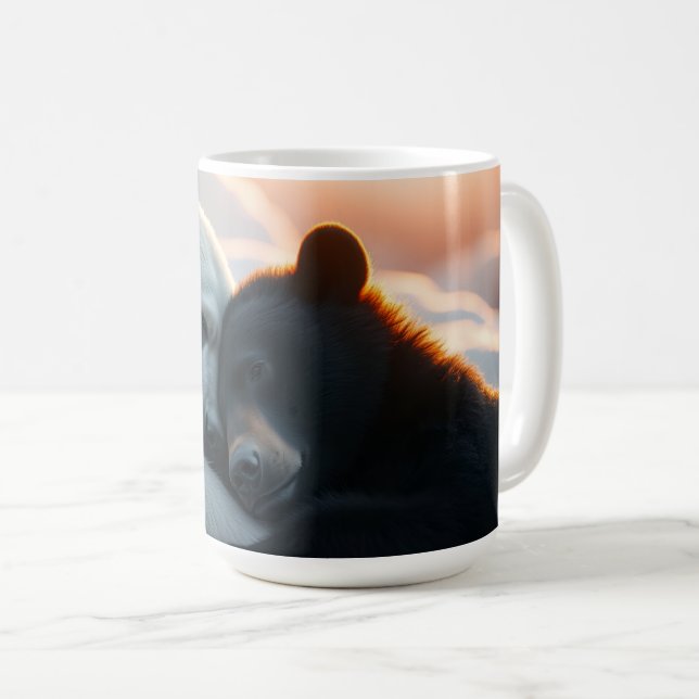 Mug Ours polaire et ours noir s'étreignant (Devant droit)
