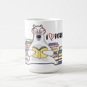 Mug Ours polaire lisant un livre