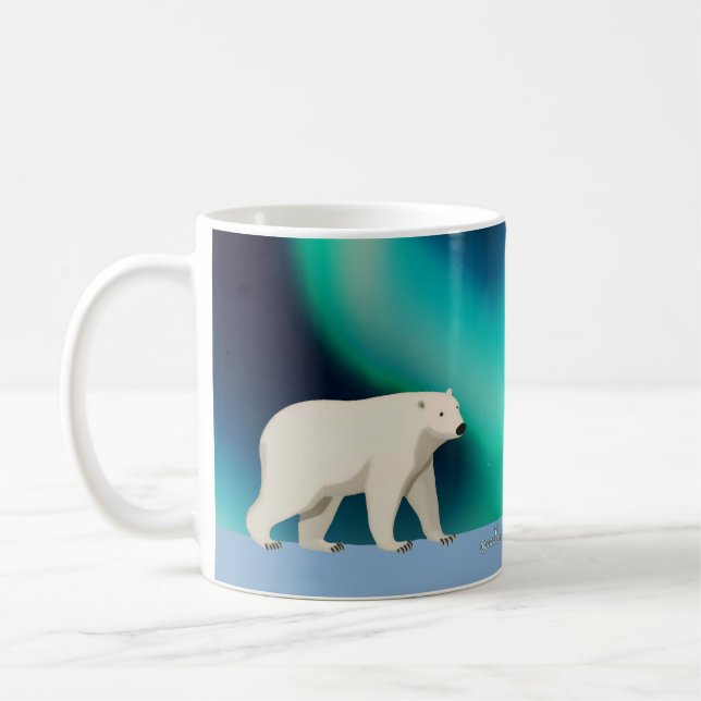 Mug Ours polaire mignon et aurores boréales (Gauche)