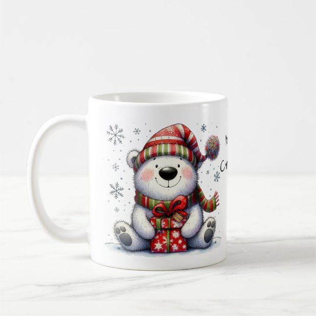 Mug Ours polaire mignon Joyeux Noël (Gauche)