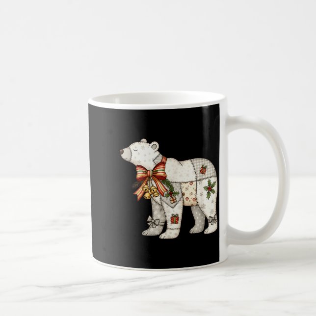 Mug Ours polaire patchwork mignon quilt de Noël  (Droite)