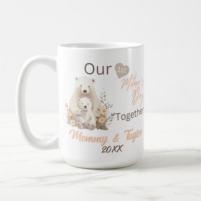 Mug Ours polaire & petit, Notre Première Fête des Mère (Gauche)