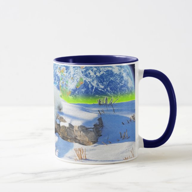 Mug Ours Polaires Jouer dans l'Imaginaire de neige Art (Droite)