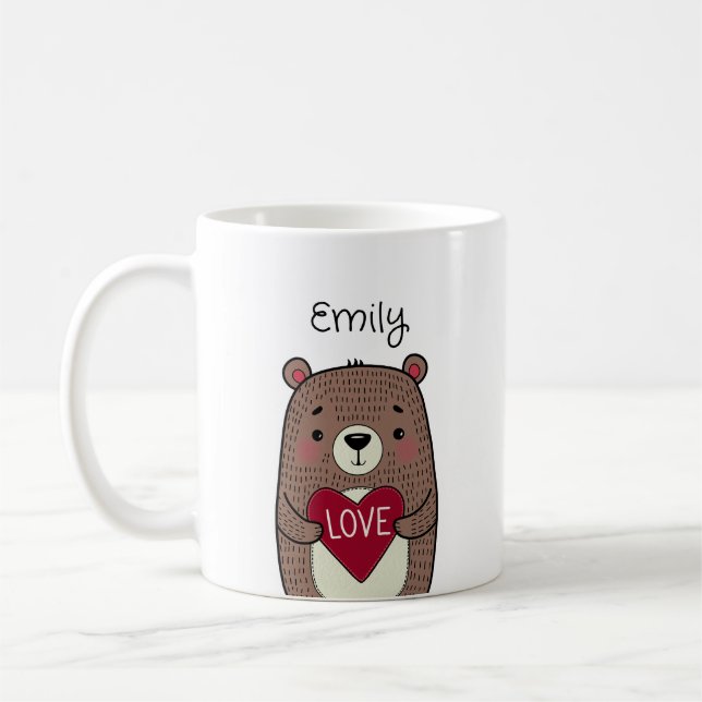 Mug Ours Quirky, Whimsical Avec Dessin Coeur (Gauche)