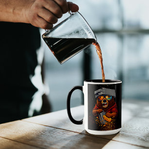 Mug Ours Rétro Avec Chapeau Râpe à Fromage et Lunettes