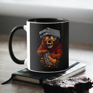 Mug Ours Rétro Avec Chapeau Râpe à Fromage et Lunettes