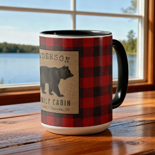 Mug Ours Rustique Famille Cabine Rouge Buffalo Plaid L