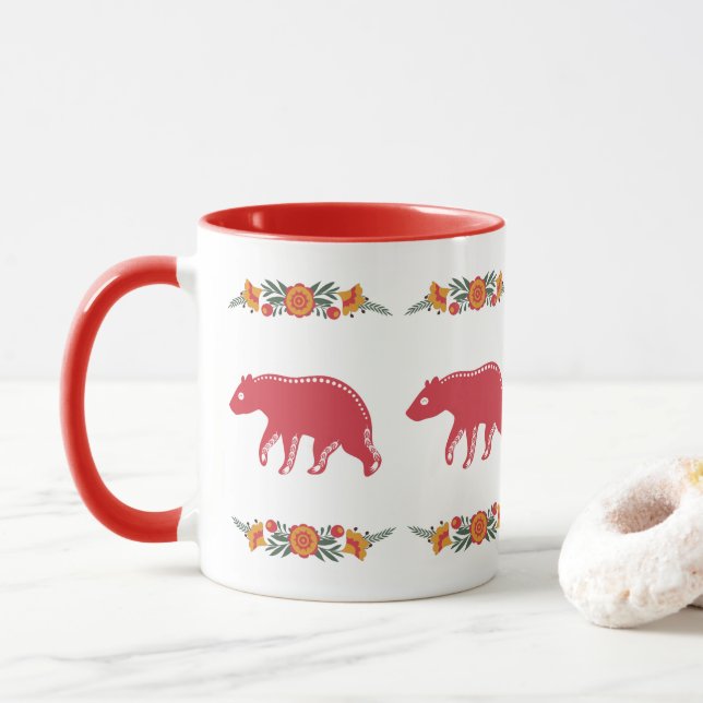 Mug Ours scandinave rouge (Avec donut)