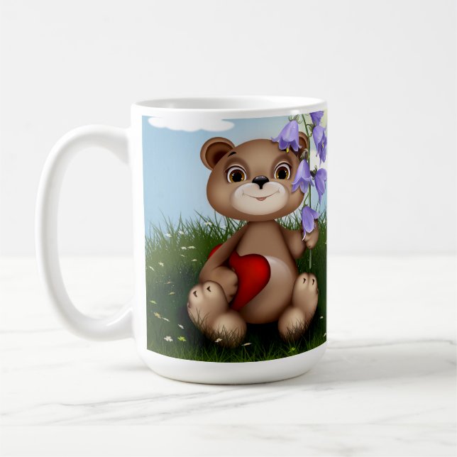 Mug Ours tenant un bouquet de fleurs-30926 (Gauche)