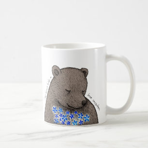 Mug Ours timide et silencieux avec fleurs bleues Amour
