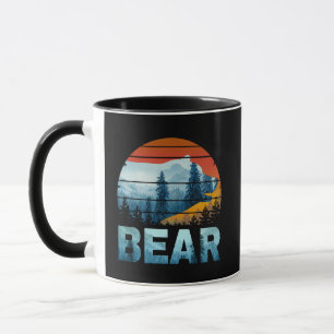 MUG OURS VINTAGE NATURE SAUVAGE FORET COUCHER DE SOLEI