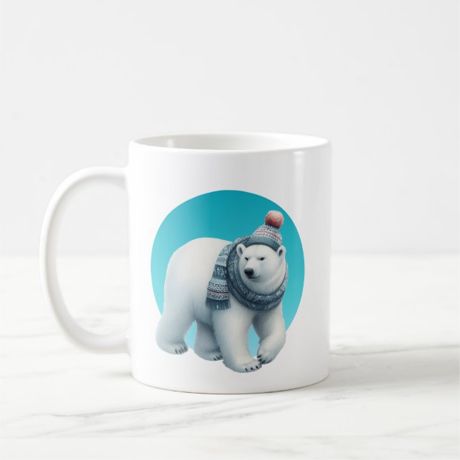 Mug Ourson hiver mignon ajout monogramme (Gauche)